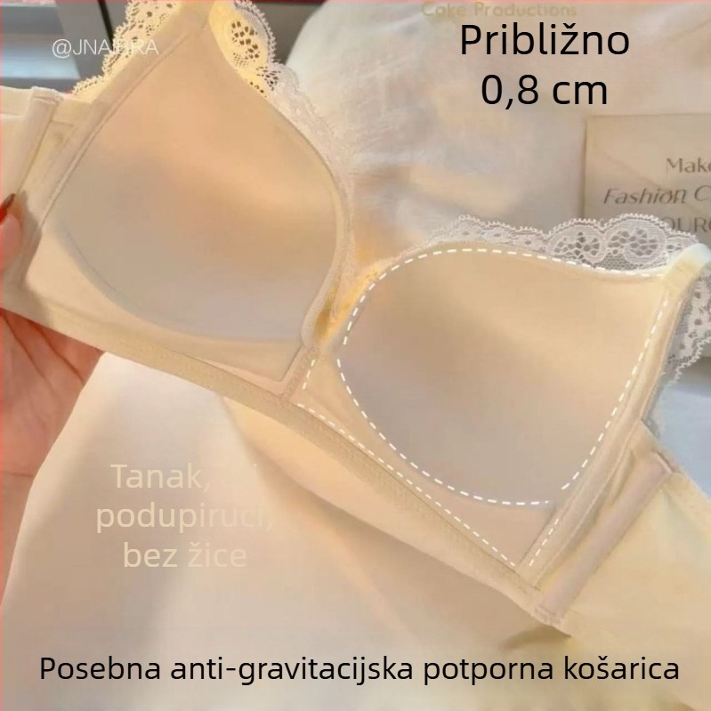 Francuski svileni grudnjak s čipkom za male grudi, bez žice, push-up efekt, 2026 model