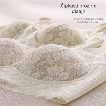 Jesensko-zimsko seksi donje rublje s dubokim V izrezom, frančuska čipka, za žene s malim dojkama, bez žice, grudnjak s U oblikom leđa