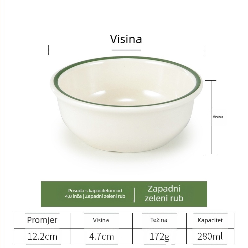 Melaminska mala zdjela – imitacija porculana, okrugli oblik, površina ispod glazure, mikrovalna pećnica nije prikladna, za hotele i restorane, moguć logotip