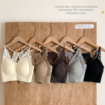 Čipkasti halter grudnjak bez leđa, 3/4 košarice, tanko oblikovani ulošci, čvrste naramenice