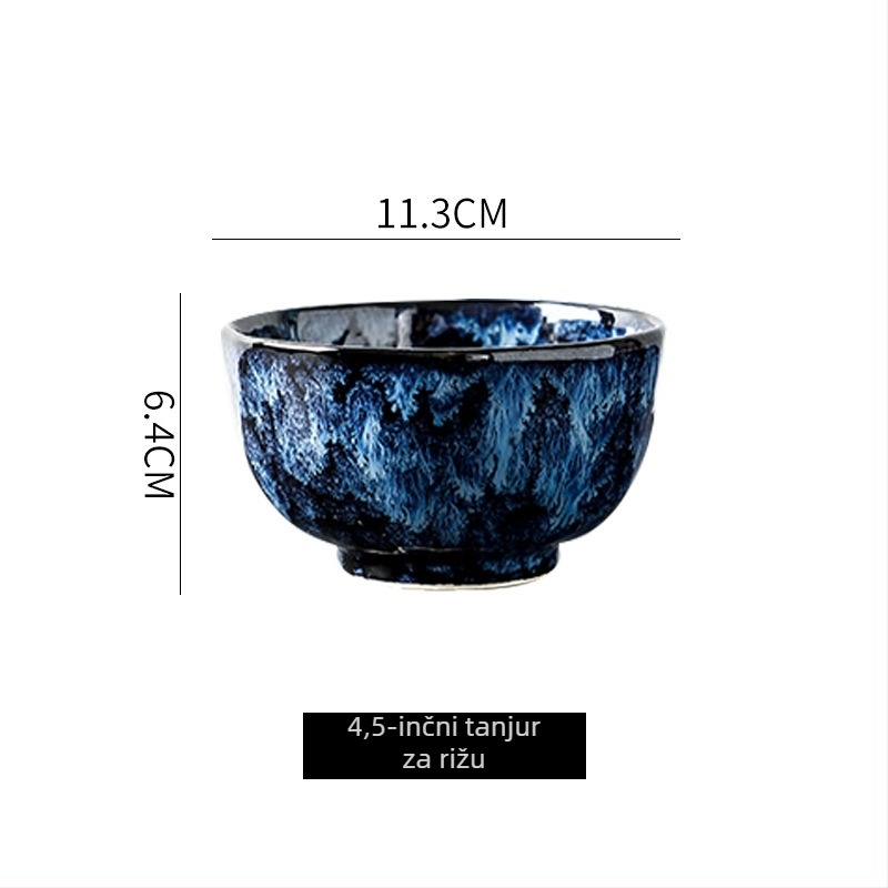 Porcelanski set posuđa u japanskom stilu s pećnom glazom, nepravilnih oblika, pogodan za mikrovalnu, s više uzoraka