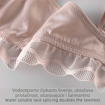 Donje rublje od Mulberry svile, prozračne trokutaste košarice s tankim oblikovnim uloškom, čipkasti rub, podstava od Mulberry svile, fiksni dvostruki naramenice