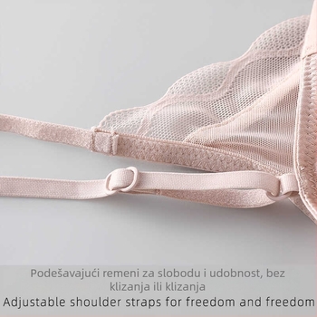 Donje rublje od Mulberry svile, prozračne trokutaste košarice s tankim oblikovnim uloškom, čipkasti rub, podstava od Mulberry svile, fiksni dvostruki naramenice