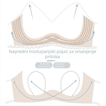 Čipkasti najlonski grudnjak s Cup Rabbit-Ear Cup, bez žice, tanak oblik košarica, fiksni dvostruki naramenice, stražnji zatvarači tri reda