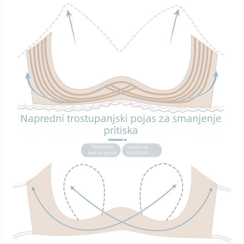 Čipkasti najlonski grudnjak s Cup Rabbit-Ear Cup, bez žice, tanak oblik košarica, fiksni dvostruki naramenice, stražnji zatvarači tri reda