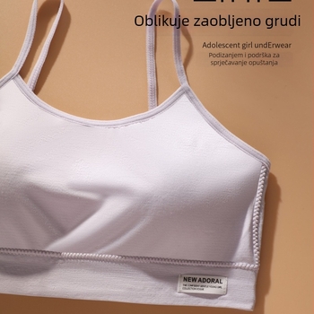 Djevojački bezrameni top s umetkom za prsni koš, 3/4 košarica, mekana pjena, najlon materijal, za uzrast 9–13 godina