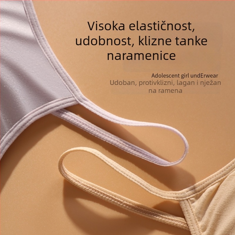 Djevojački bezrameni top s umetkom za prsni koš, 3/4 košarica, mekana pjena, najlon materijal, za uzrast 9–13 godina