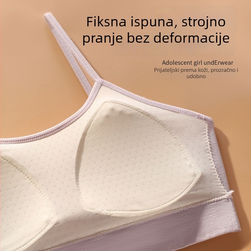Djevojački bezrameni top s umetkom za prsni koš, 3/4 košarica, mekana pjena, najlon materijal, za uzrast 9–13 godina