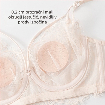 Grudnjak s eyelash lace čipkom, čašice 3/4, ultra tanke oblikovane čašice, bočna potpora, stražnje zaključavanje s četiri reda, francuski stil donjeg rublja