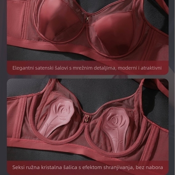 Grudnjak s košaricama tipa zeca, ultra tankim oblikovanim košaricama, s metalnim prstenom, stražnje kopčanje u četiri reda, fiksne dvostruke naramenice