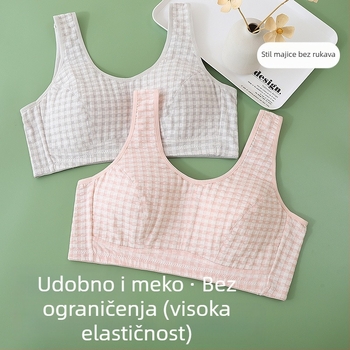 Pamukasti grudnjak bez žice, s podstavom, u stilu majice, udoban za žene srednje i starije dobi
