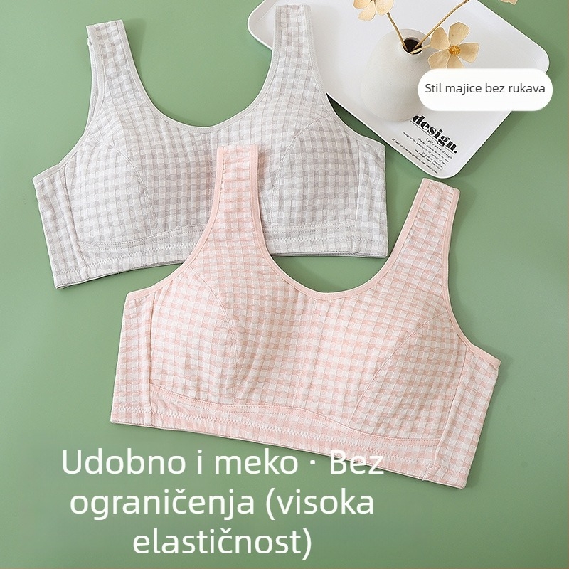 Pamukasti grudnjak bez žice, s podstavom, u stilu majice, udoban za žene srednje i starije dobi