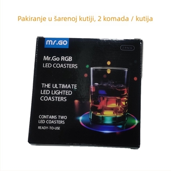 LED svjetleći podmetač za čaše – protuklizni, prozirni, PC materijal, okrugli ili kvadratni, degradabilan