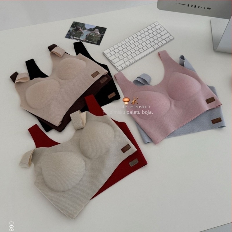 0638 Cat Velvet lagano topla grudnjak bez šavova, bežični, s bočnom potporom, u stilu veste