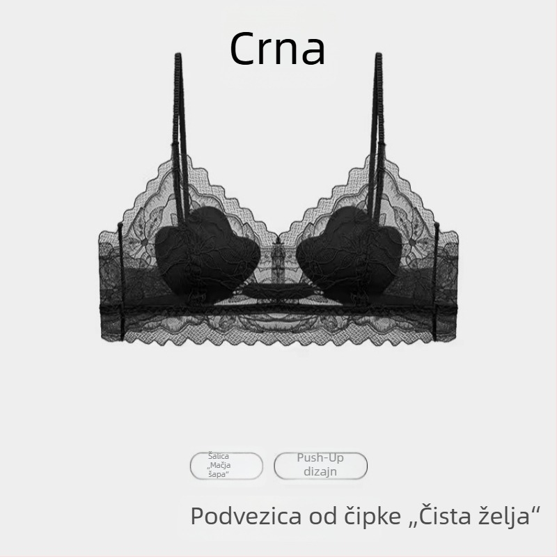 Ženski grudnjak u francuskom stilu za ljeto, čipka, ultra tanke košarice, prozračan, tanke naramenice, lijep stražnji dizajn