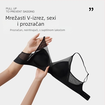 Francuski stil bešivnog satenskog grudnjaka za žene s velikim dojkama, vizualno smanjuje volumen, sprječava opuštanje, skuplja bočne dojke, šalica s zečjim ušima, bežični, udoban