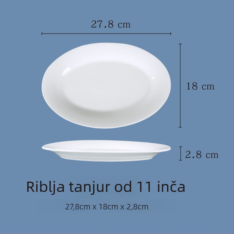 Ovalni porcelanski tanjur — jedinstven dizajn, moderni jednostavan stil, površina premazana sprejem