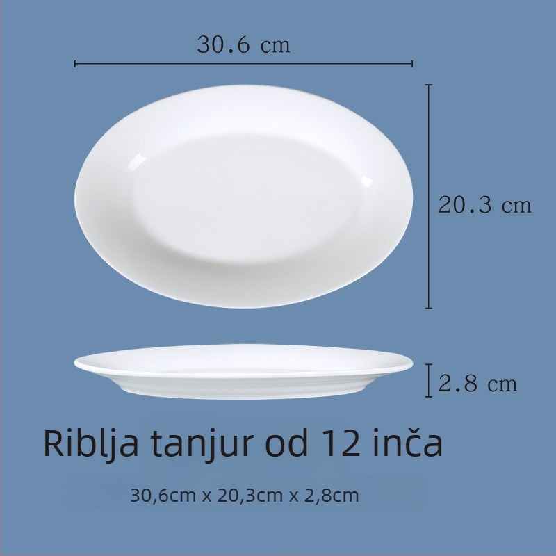 Ovalni porcelanski tanjur — jedinstven dizajn, moderni jednostavan stil, površina premazana sprejem