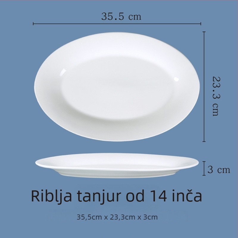 Ovalni porcelanski tanjur — jedinstven dizajn, moderni jednostavan stil, površina premazana sprejem