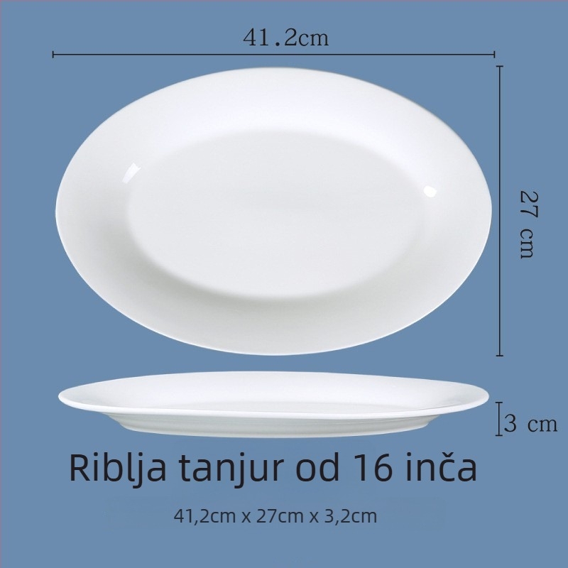 Ovalni porcelanski tanjur — jedinstven dizajn, moderni jednostavan stil, površina premazana sprejem