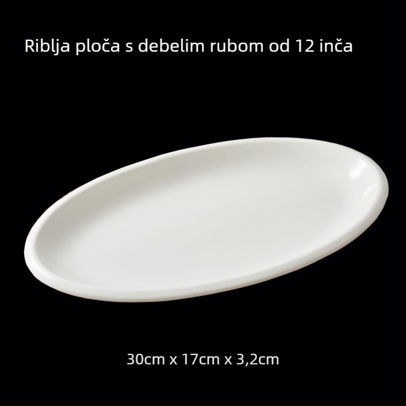 Ovalni porcelanski tanjur — jedinstven dizajn, moderni jednostavan stil, površina premazana sprejem