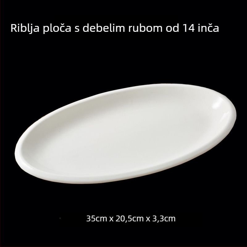 Ovalni porcelanski tanjur — jedinstven dizajn, moderni jednostavan stil, površina premazana sprejem
