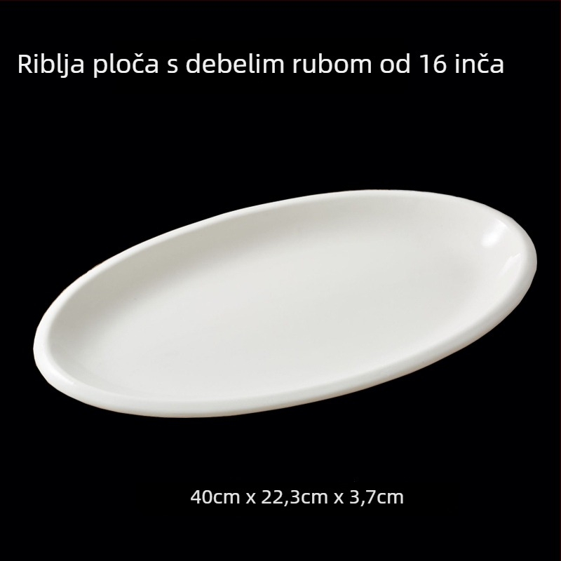 Ovalni porcelanski tanjur — jedinstven dizajn, moderni jednostavan stil, površina premazana sprejem