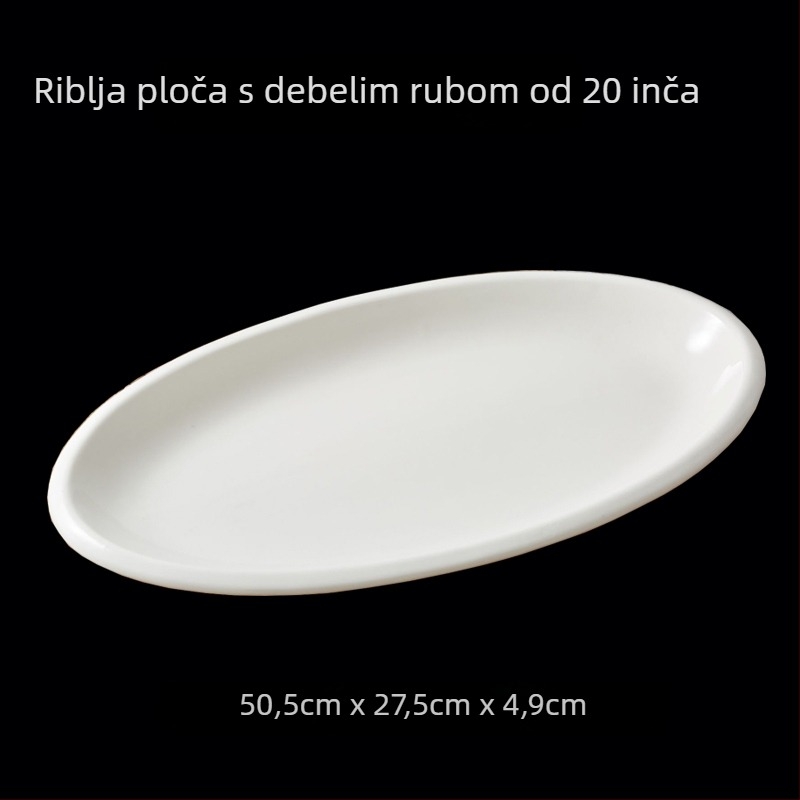 Ovalni porcelanski tanjur — jedinstven dizajn, moderni jednostavan stil, površina premazana sprejem