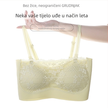 Čipkasti bustier u francuskom stilu s otvorenim leđima, bez naramenica, bez šavova, s odvojivim jastučićima, prozračan, lagan i brzo se suši