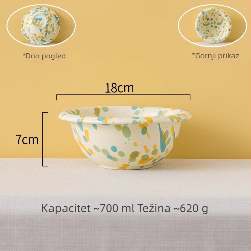 Han Li porcelinski kružni tanjur za večeru s višestrukim uzorcima i glazurom, mikrovalna sigurna
