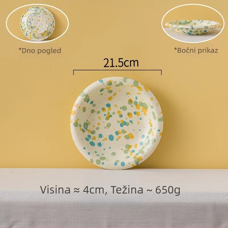 Han Li porcelinski kružni tanjur za večeru s višestrukim uzorcima i glazurom, mikrovalna sigurna