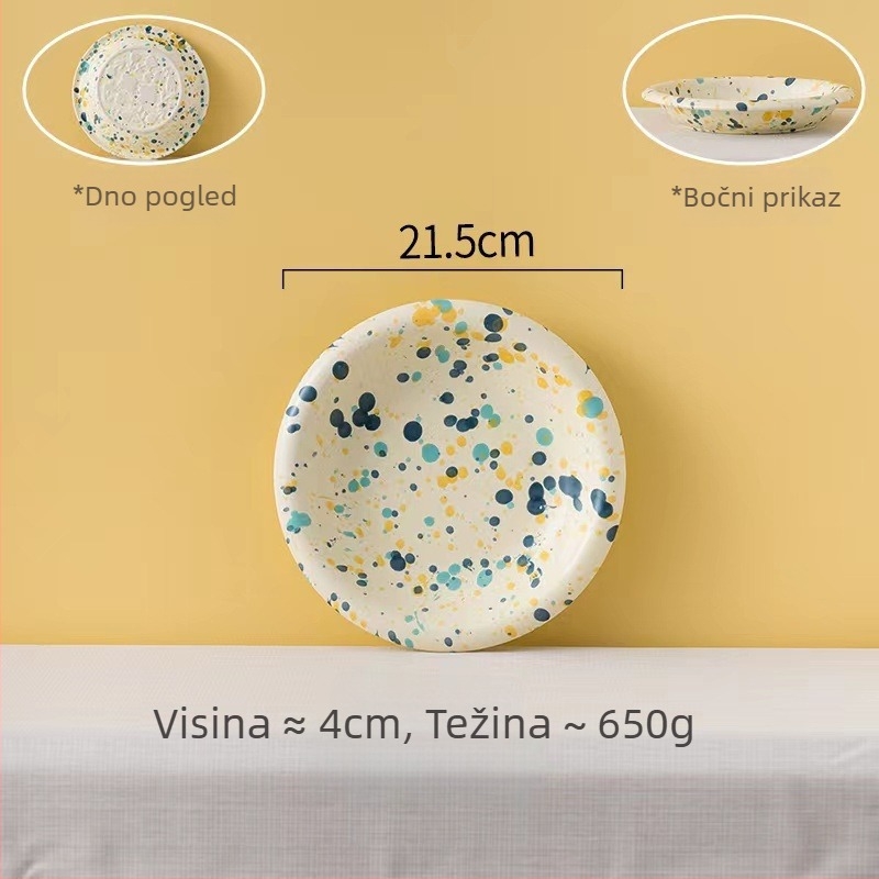 Han Li porcelinski kružni tanjur za večeru s višestrukim uzorcima i glazurom, mikrovalna sigurna