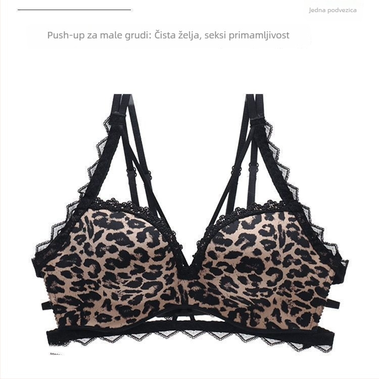 Set grudnjaka s leopard uzorkom, napunjen, bez žice, push-up, s otvorenim leđima