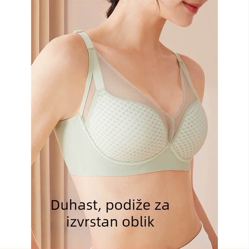 Ženski čipkasti grudnjak s mekom podrškom; košarica 3/4; tanka oblikovana šalica; prozračan; glavni materijal najlon
