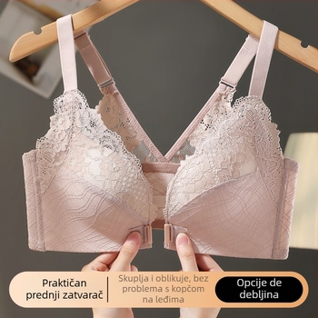Push-up grudnjak s prednjim zatvaranjem, bežični, 3/4 košarica, tanko oblikovana cupa, najlon/poliamid