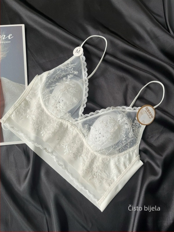 Čipkasti grudnjak s košaricama u obliku zečjih ušiju, bez žičane potpore, šivano, vintage francuski retro stil, tanak, prozračan, centar za oblikovanje