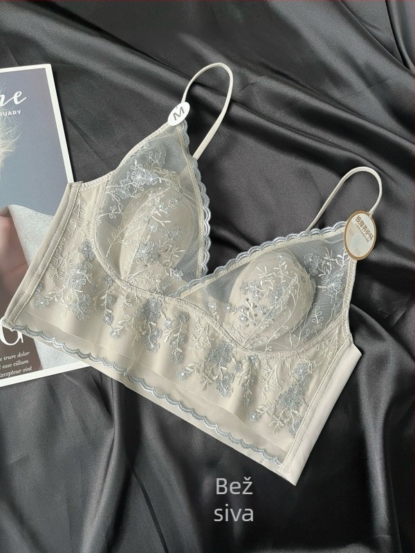 Čipkasti grudnjak s košaricama u obliku zečjih ušiju, bez žičane potpore, šivano, vintage francuski retro stil, tanak, prozračan, centar za oblikovanje