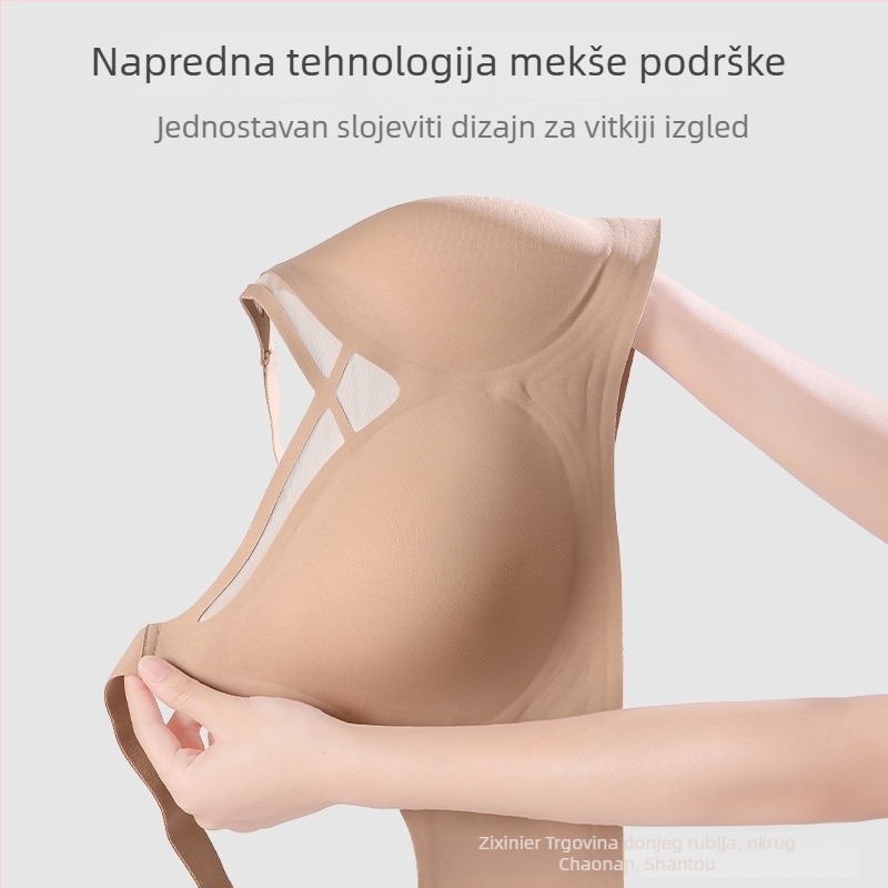 Grudnjak za plus veličinu bez šavova s mrežastim izrezom na dekolteu, lagano oblikovanje, podizanje i podrška leđima, prozračne košarice