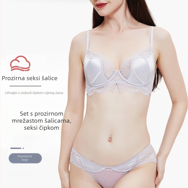 Set grudnjaka: 3/4 košarice, tanko oblikovane košarice, fiksne dvostruke naramenice, glavni materijal poliester