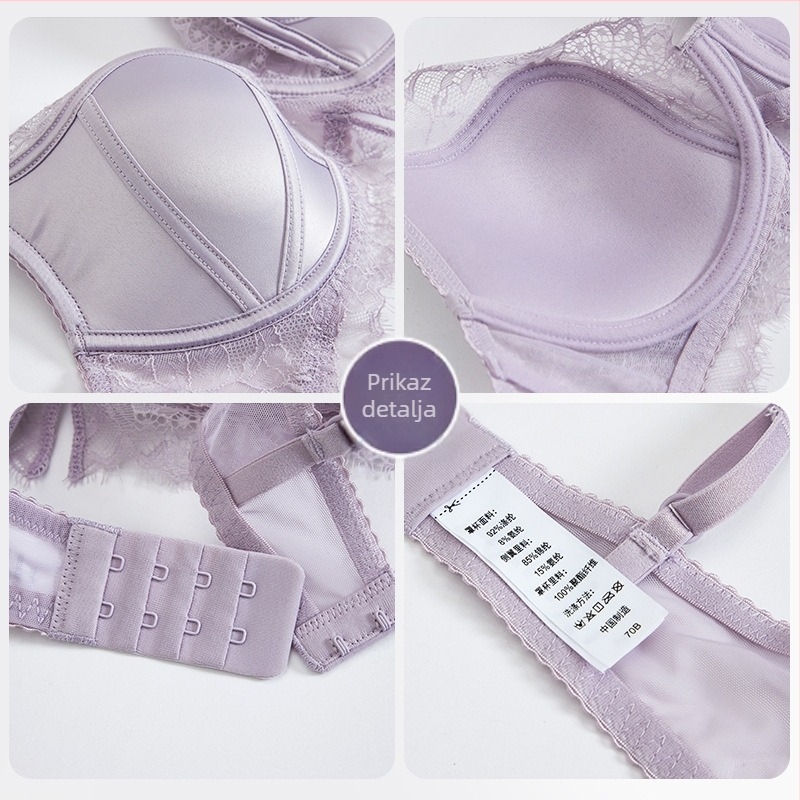 Set grudnjaka: 3/4 košarice, tanko oblikovane košarice, fiksne dvostruke naramenice, glavni materijal poliester