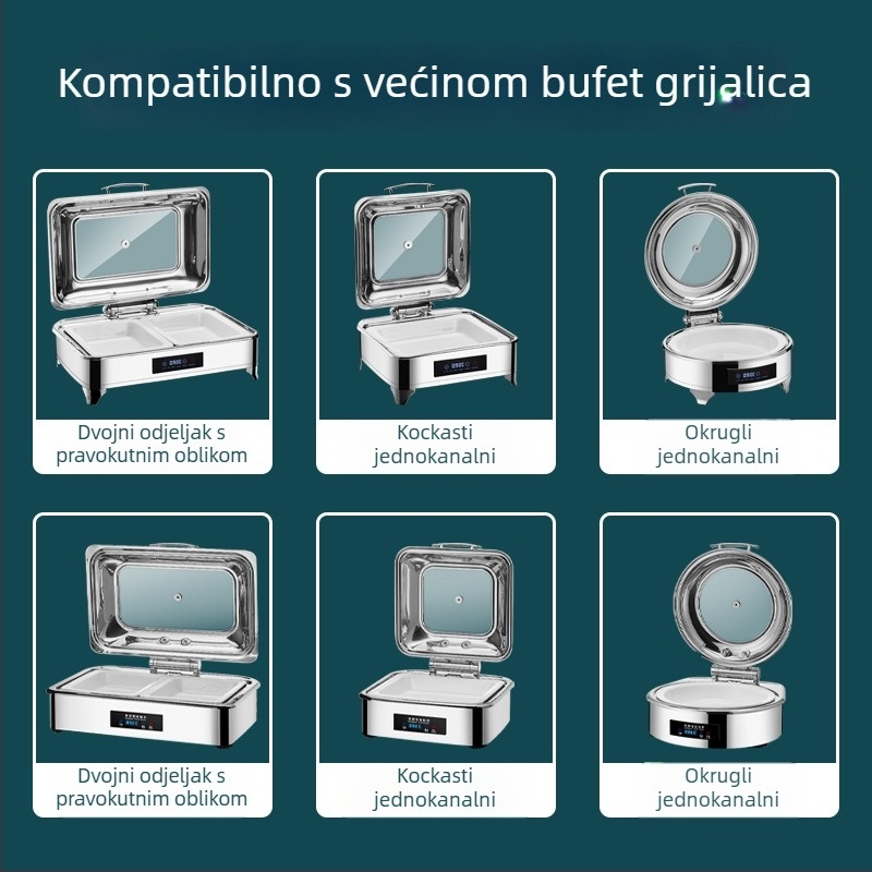 Keramički unutarnji spremnik za buffetu s održavanjem topline, pravokutna zdjela i okrugli keramički tanjur, Jiaojiexing marka, za hotele i restorane