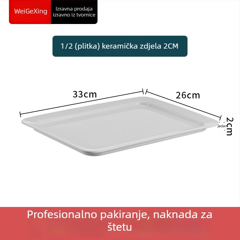 Keramički unutarnji spremnik za buffetu s održavanjem topline, pravokutna zdjela i okrugli keramički tanjur, Jiaojiexing marka, za hotele i restorane