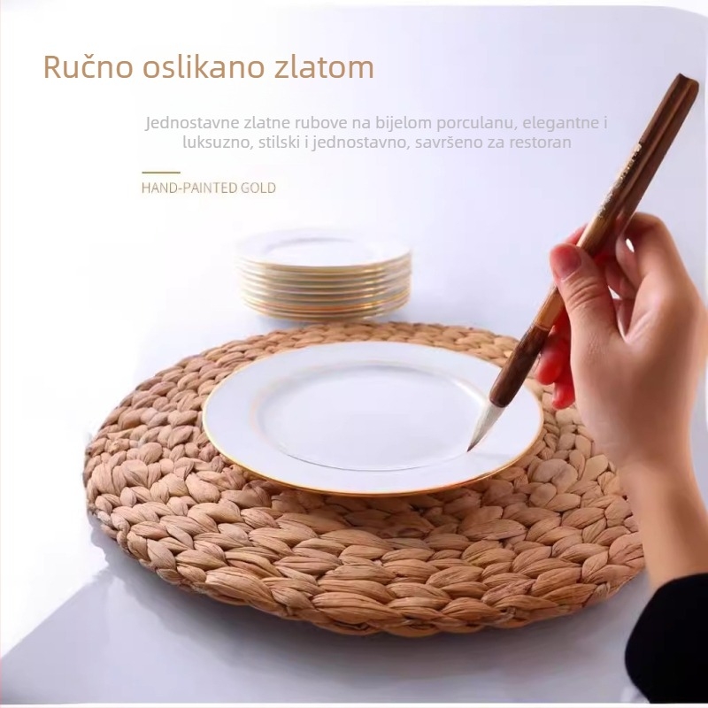 Keramička okrugla ploča za jelo, nordičkog stila, jednobojna, ručno oslikana površina; mikrovalna pećnica dopuštena; promjeri 12–12.9 cm, 14–14.9 cm, 15–15.9 cm, 17–17.9 cm