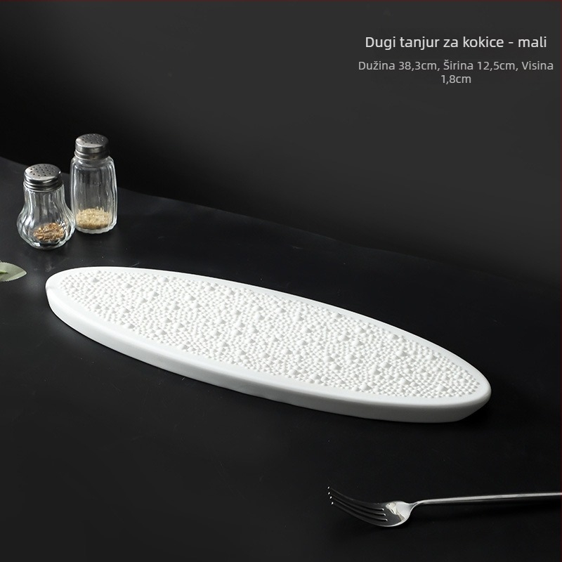 Porcelanski okrugli pladanj ravnog oblika s pod-glazurnom bojom, moderan minimalistički stil, pogodan za mikrovalnu