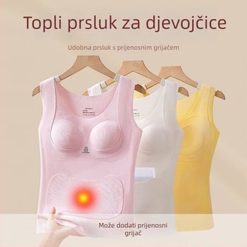 Topla vestica za djevojčice s integriranim čašicama za poprsje i jastučićem, za tinejdžerice, jesen-zima