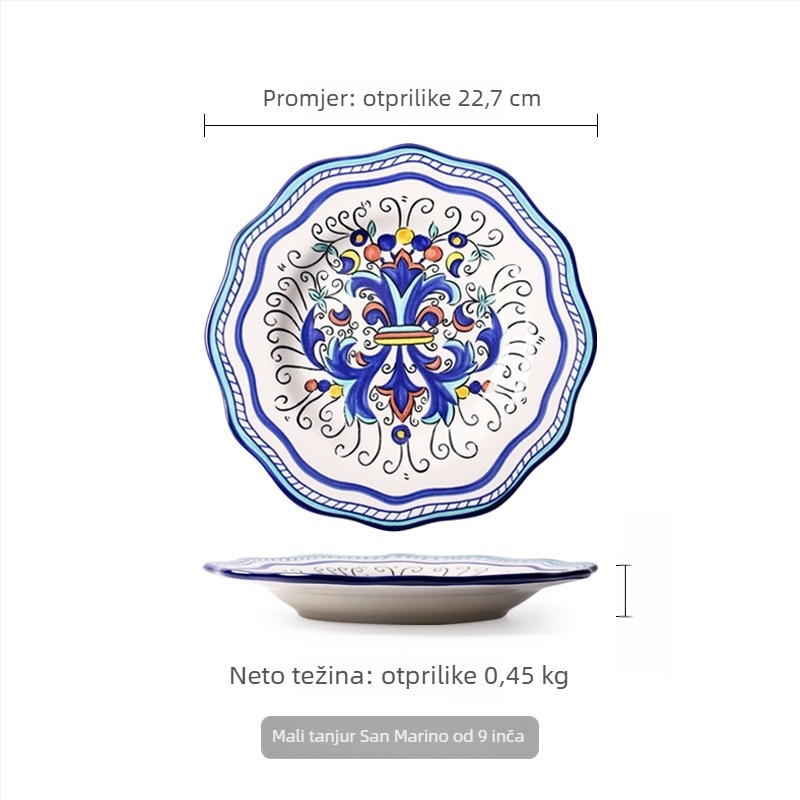 Ručno oslikana keramička ploča s nepravilnim oblikom i cvjetnim uzorkom pod glazurom (Keramika; Nepravilni oblik; Cvjetni uzorak; Pod glazurom)