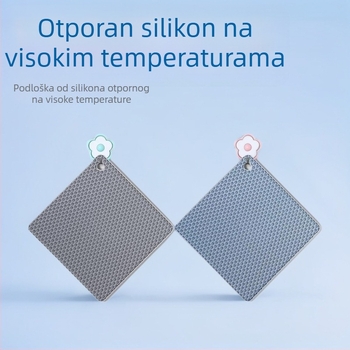 Silikonska kvadratna podloga za lonce i posude, toplinska izolacija i zaštita od opeklina, pogodna za mikrovalnu pećnicu