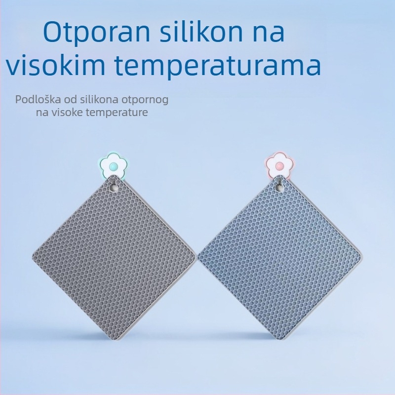 Silikonska kvadratna podloga za lonce i posude, toplinska izolacija i zaštita od opeklina, pogodna za mikrovalnu pećnicu