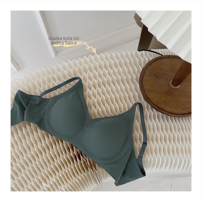 Grudnjak bez šavova, bez žice, 3/4 košarica, oblikovana cup s gornjim tankim i donjim debelim dijelom, koreanskog stila jastučić, Modal-Spandex tkanina, fiksni dvostruki kaiševi