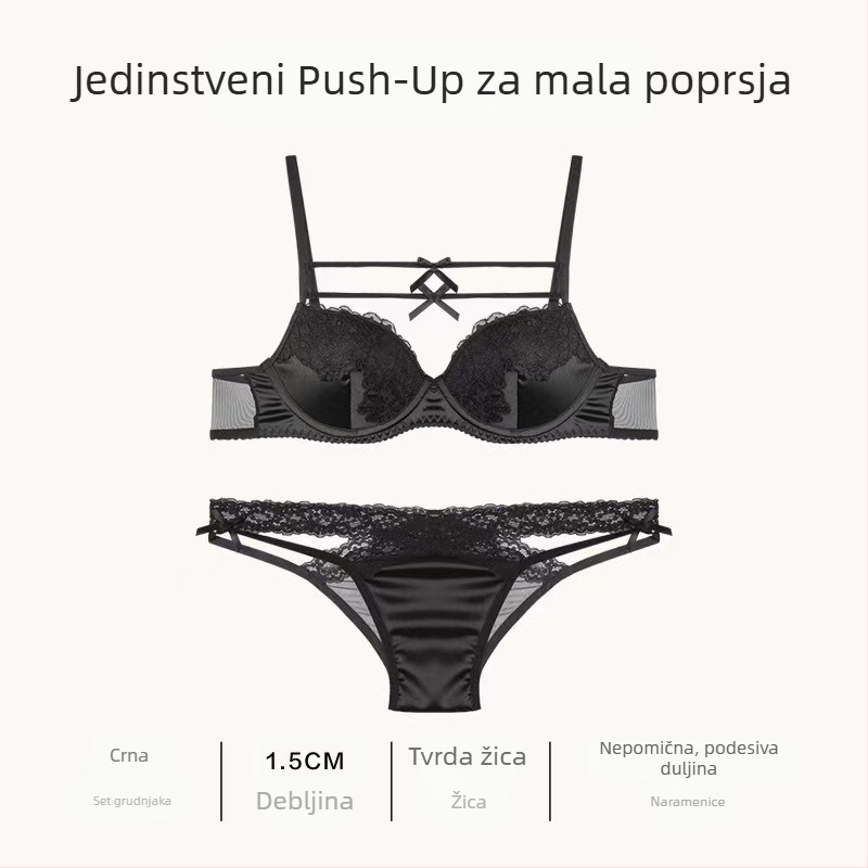 Francuski stil seksi čipkasto žensko donje rublje, tanak kroj, mali prsni, s čeličnim prstenima, set grudnjaka